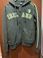 Retro Irish Ireland hoodie w/embroidered badge Irish Flag and Shamrock Large