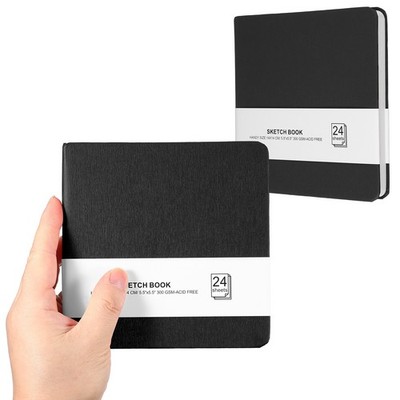 5.5x5.5'' Small Sketchbook, 2 Pack Mini Sketchbook Watercolor Paper Pad, Black