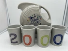 Fiestaware Gray Millennium 2000 Large Disc Pitcher and 4 Tumblers Set