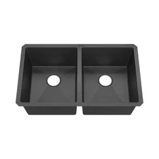 32 In. Undermount Double Bowl 18-Gauge Black 304 Stainless Steel Workstation Kit