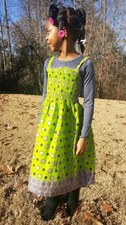 Green and Purple Dot African Print Spaghetti Dress