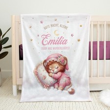 Personalisierte Löwen Babydecke | Kinderdeck...