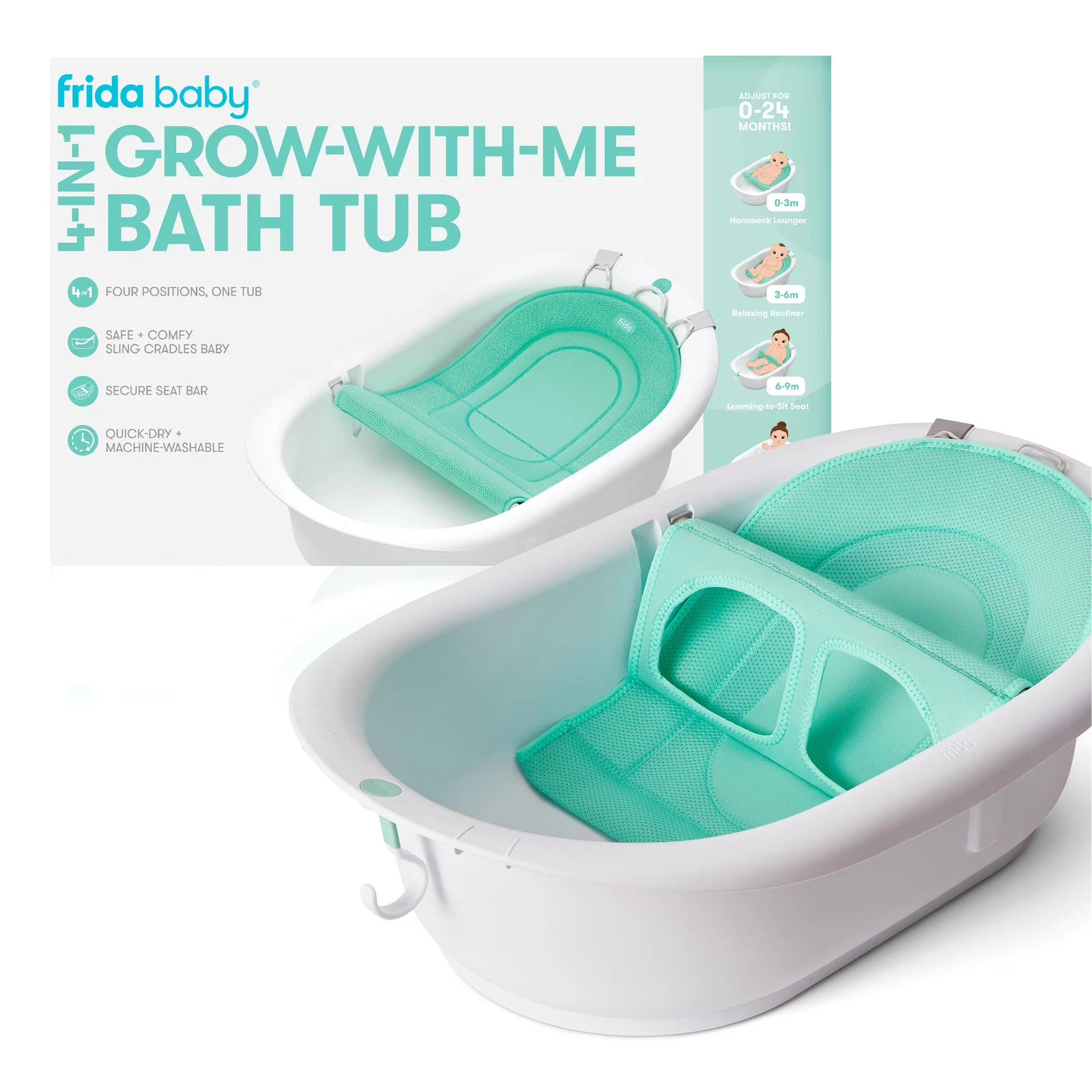 Frida Baby 4 in 1 Grow With Me Baby Bath Tub for Newborn to Toddler, White
Opens in a new window or