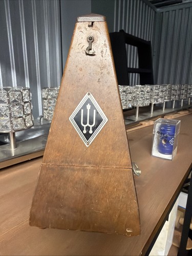 Vintage 1940s Wittner Maelzel Metronome Windup Wood Germany Music Instrument