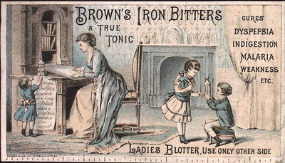 Brown's Iron Bitters True Tonic Dyspepsia Malaria Ladies Blotter Trade Card