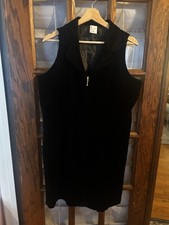 Hanna Andersson Dress Women M Black Velvet Sleeveless Pockets Zip Holiday Party