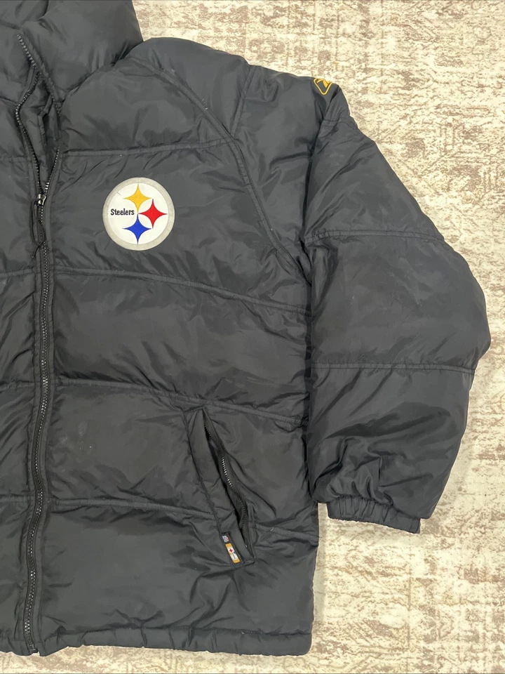 匹兹堡钢人队 NFL 黑色 Puffer 夹克外套 Reebok 男式 L 码 — 第 2/4 张图片