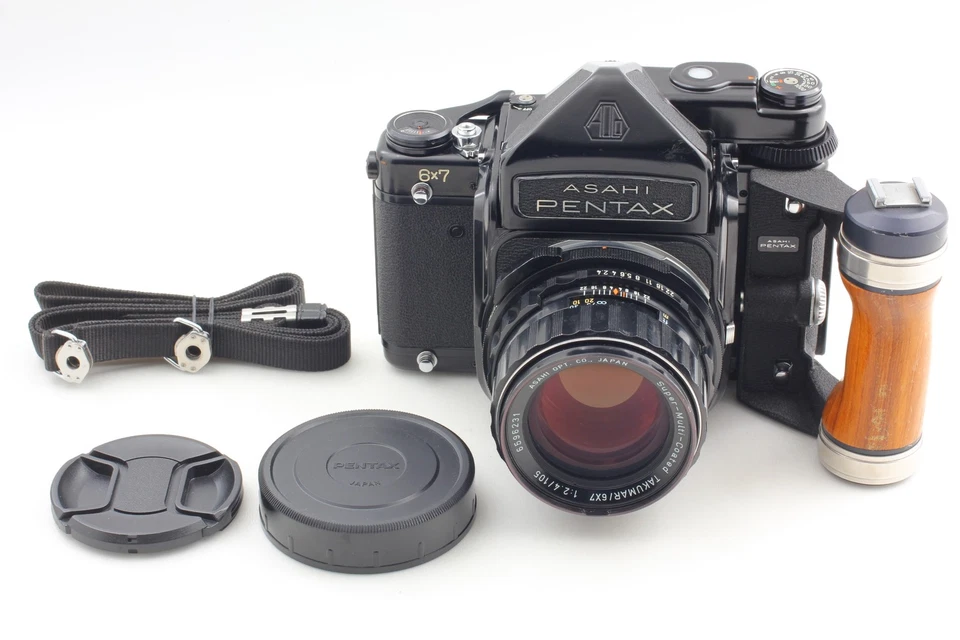 [N COMO NUEVO] Lente Pentax 6x7 67 cámara TTL Finder SMC Takumar 105 mm f2,4 de JAPÓN Foto 3 de 4