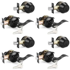 Probrico Front Door Entry Lever Lockset, Single Cylinder Deadbolt Combination