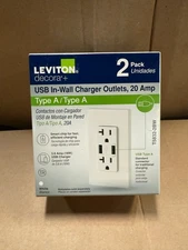 Leviton T5832-2BW USB In-Wall Charger Outlet - White