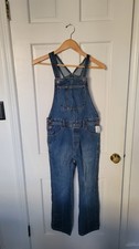 Old Navy Bib Overalls Girl Large 10-12 Blue Wash Adjust Strap NWT