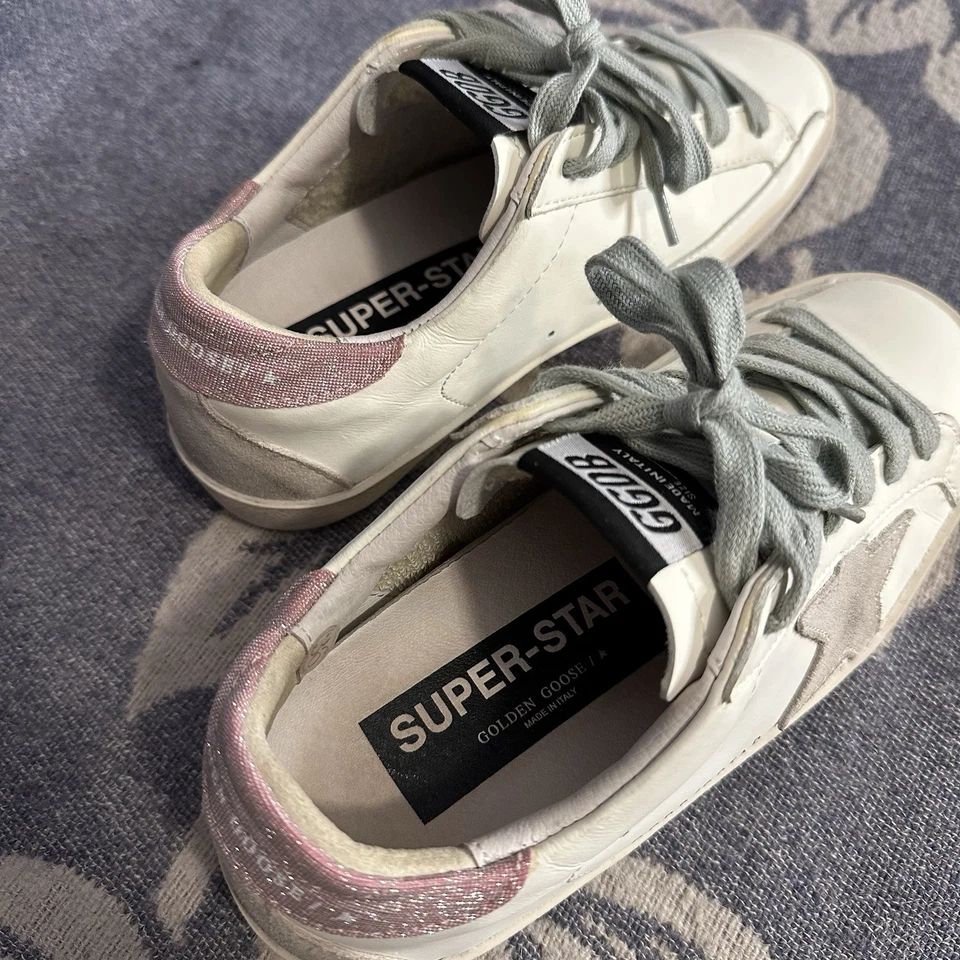 Golden Goose Superstar White Light Pink Glitter Sneakers Women's Size 36 US 6 - Image 4 of 4