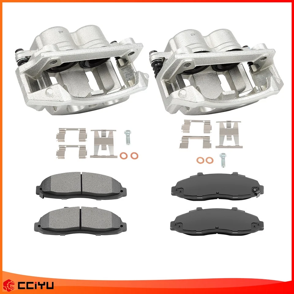 Front Disc Calipers & Ceramic Brake Pads For 1997 - 2002 2003 Ford F-150 5 Lugs - Image 3 of 4