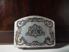 Antique Mother Of Pearl 19th Century Wallet Box Silver Tone Red Fabric
