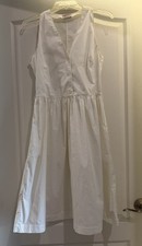 PRADA Cotton Sleeveless Pleated Button Front Off White Dress SZ 46 IT US 6