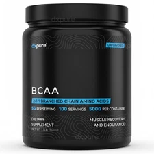 BCAA Powder 500g - Branched Chain Amino Acids - 100 Servings - Unflavored