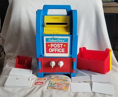 Fisher-Price Post Office 1989 Vintage Playset Mailbox Stamps Accessories