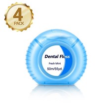4-Pack Mint Dental Floss, 55 Yards/Waxed, Ideal for Sensitive Gums