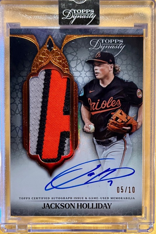 2025 Topps Dynasty Jackson Holliday Vertical Patch Auto 5/10-Baltimore Orioles!