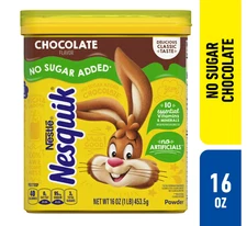 Nestle Nesquik No Sugar Added Chocolate Instant Stir In Powder Mix, 16 oz Canist
