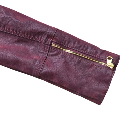 Free People We The Free Melrose Vegan Leather Moto Jacket – Mulberry Red, Size L - Picture 13 of 15