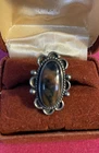 VTG Old Pawn 925 Sterling Silver Navajo Brown TIGER'S EYE RING SIZE 5.5 Unsigned