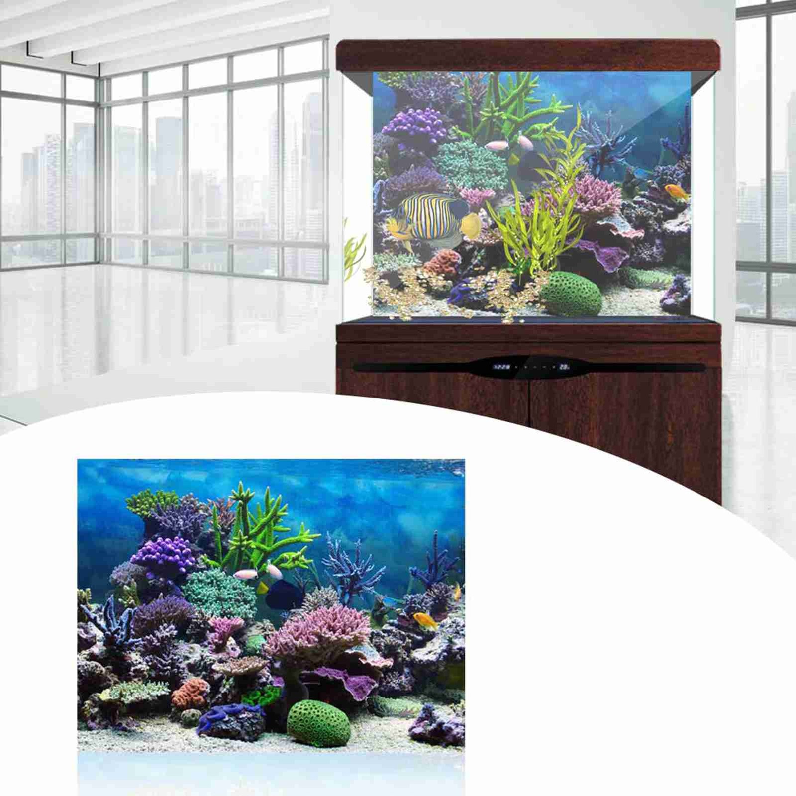PVC Adhesive Underwater Coral Aquarium Fish Tank Background Poster Backdrop