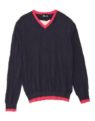 FISHBONE Damen V-Neck Pullover Pulli UK 20 2XL Navy Blau Baumwolle AQ04