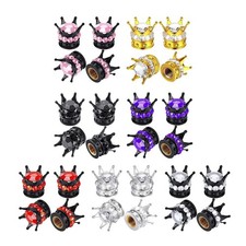 4pcs Crown Crystal Tyre Valve Caps Dust Covers Car Bike Motorcycle Wheel Stem Ca