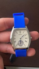 SEIKO Tank 6628-00A9E2 Roman Dial Quartz Watch Blue Rubber Japan -For Parts