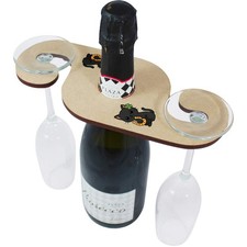 ' Lucky Black Cat with Horseshoe' Wooden Wine Glass / Bottle Holder (GH00079063)