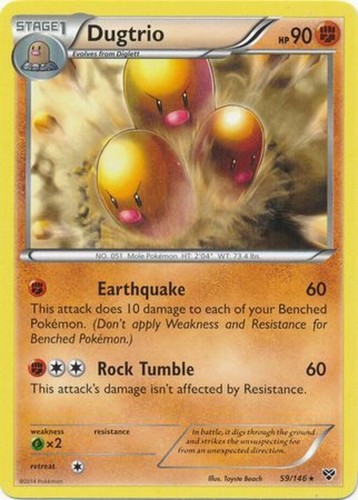 Dugtrio - 59/146 - Rare (Lp) XY Base Set - Fighting Pokémon