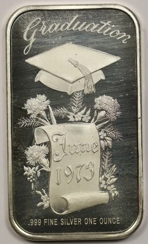 Graduation June 1973 Madison Mint .999 Silver Art Bar 1 oz