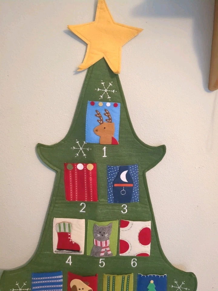Pottery Barn Kids 58" Hanging Christmas Tree Advent Calendar w/No Monogram - Image 2 of 4