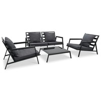 Vidaxl 4-Teiliges GartenmöBelset Mit Kissen, Aluminium, Dunkelgrau