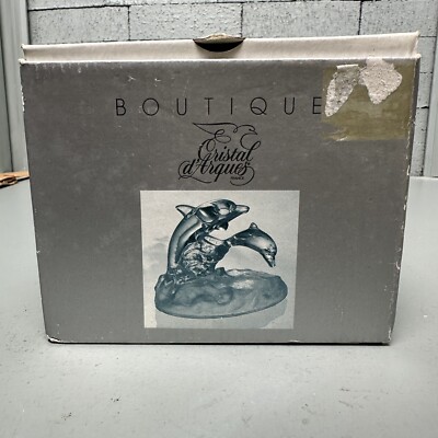 Dauphin en Cristal d’Arques - Verre Soufflé Bleu et Transparent - Vintage