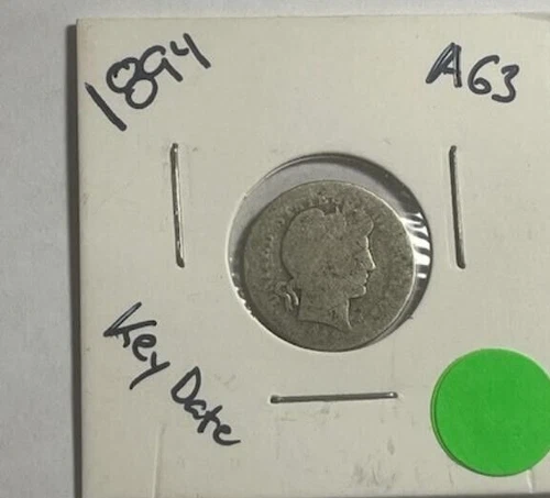 1894 P  BARBER DIME - Faint Date - Rough - Key Date