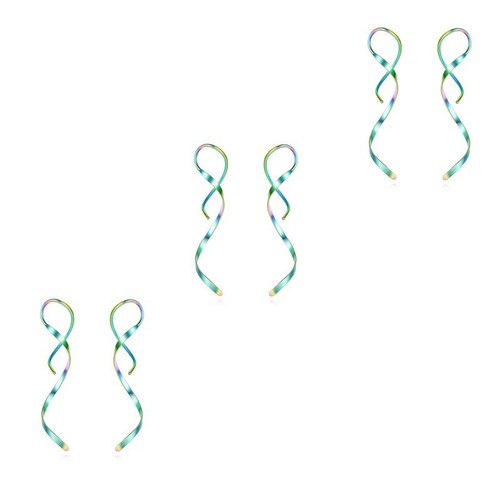 1 Pair Simple Spiral Threader Earrings Irregular Helix Wave Curve Ear Line Cuff - Picture 14 of 19