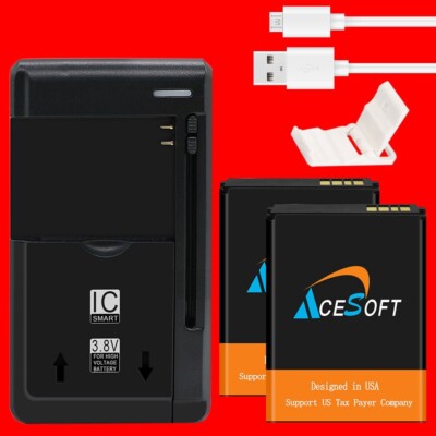 High Quality 2x 1520mAh Battery Charger Cable Bracket f Alcatel QuickFlip 4044C