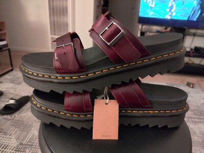 Dr. Martens MYLES Size 13 Leather Slide Sandals Burgundy
