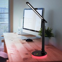 Schreibtischlampe Tischleuchte Leseleuchte Beweglich Touchdimmer Rgb Led H 50 Cm