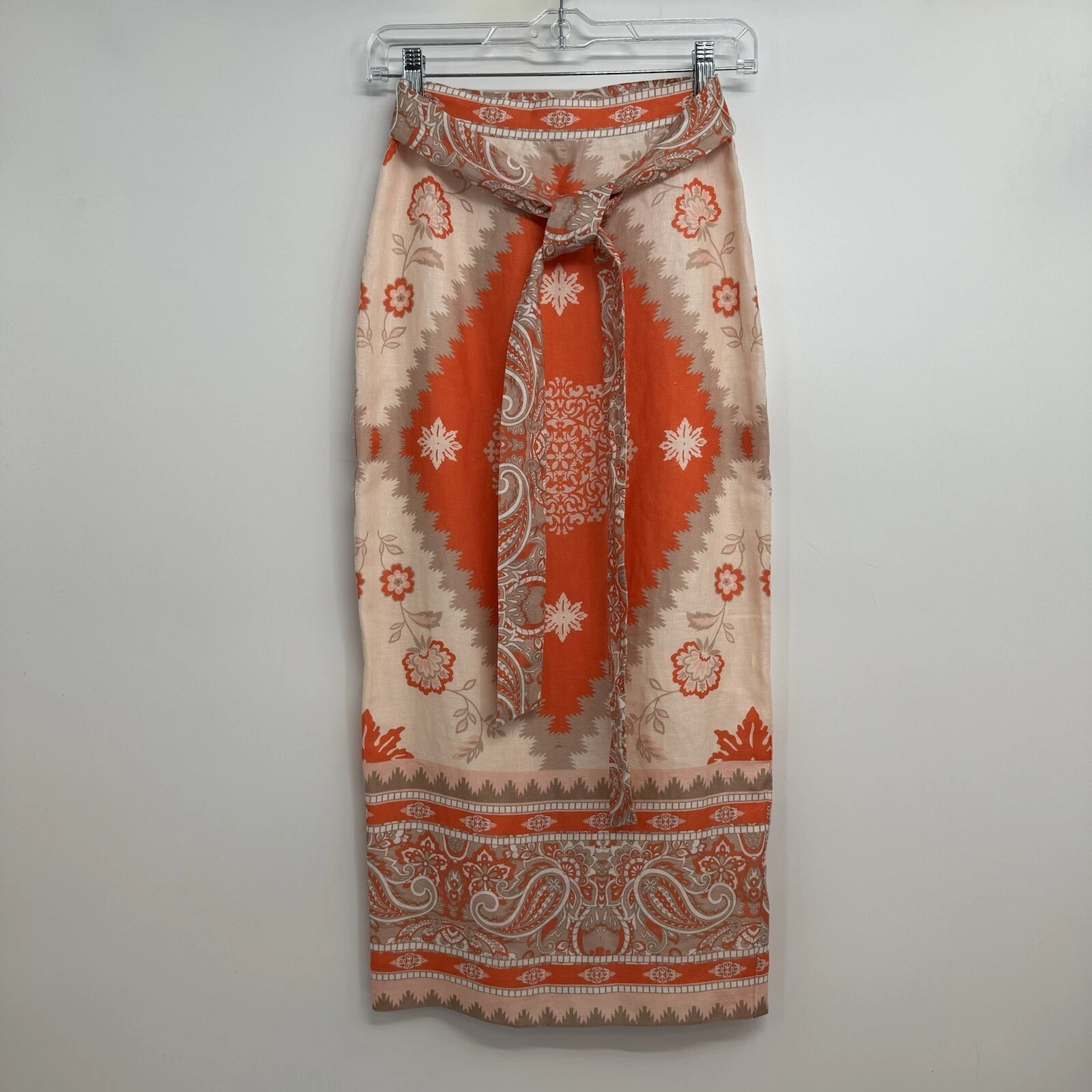 NWT Antonio Melani Printed Amara Pencil Skirt Size 0 Linen Lined