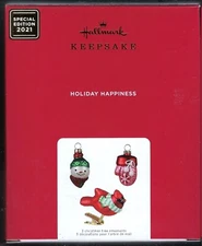Hallmark 2021 Holiday Happiness Blown Glass Special Ed Ornaments, Set of 3