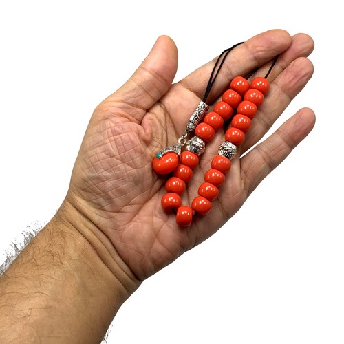 Cuentas de ansiedad para rosario KOMBOLOI (resina de manzana caramelo -13X9mm- 19 cuentas) - Imagen 3 de 9