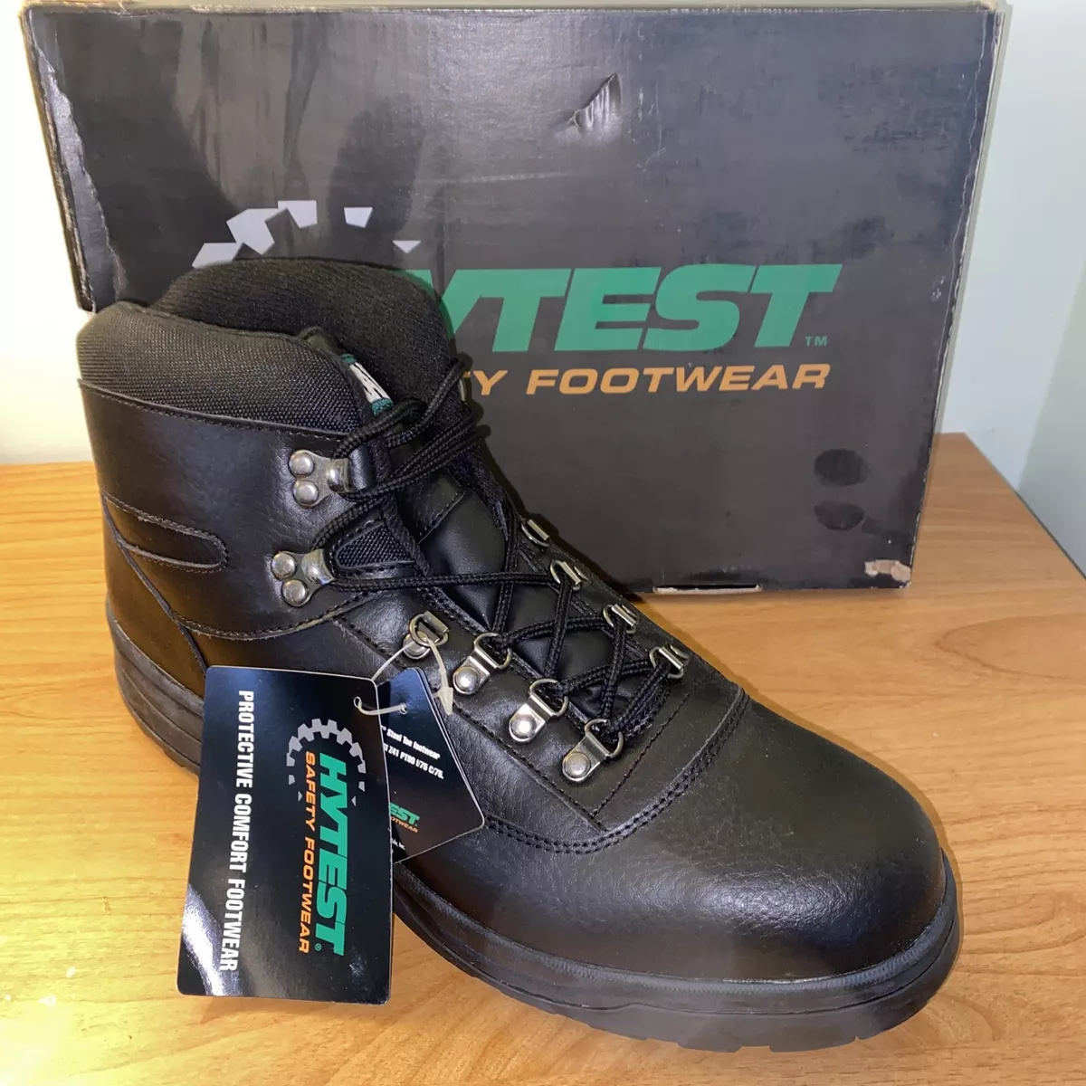 Hytest Guardsman Steel Toe Hi Top Hiker Shoes Boots Black EH 50035 Size 14M