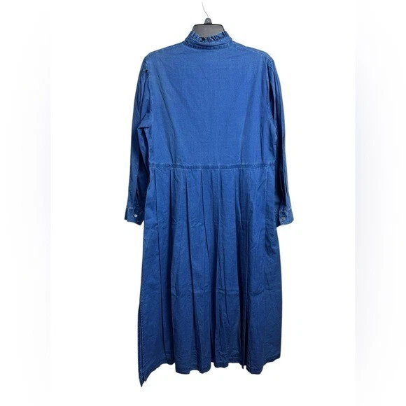 Maxi Vestido Laura Ashley Vintage Pradera Denim Manga Larga Volantes Talla 8 M/L Foto 3 de 4