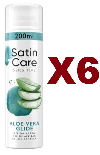 6 PZ GILLETTE SATIN CARE SENSITIVE GEL DEPILAZIONE PELLI SENSIBILI 200ML BODY