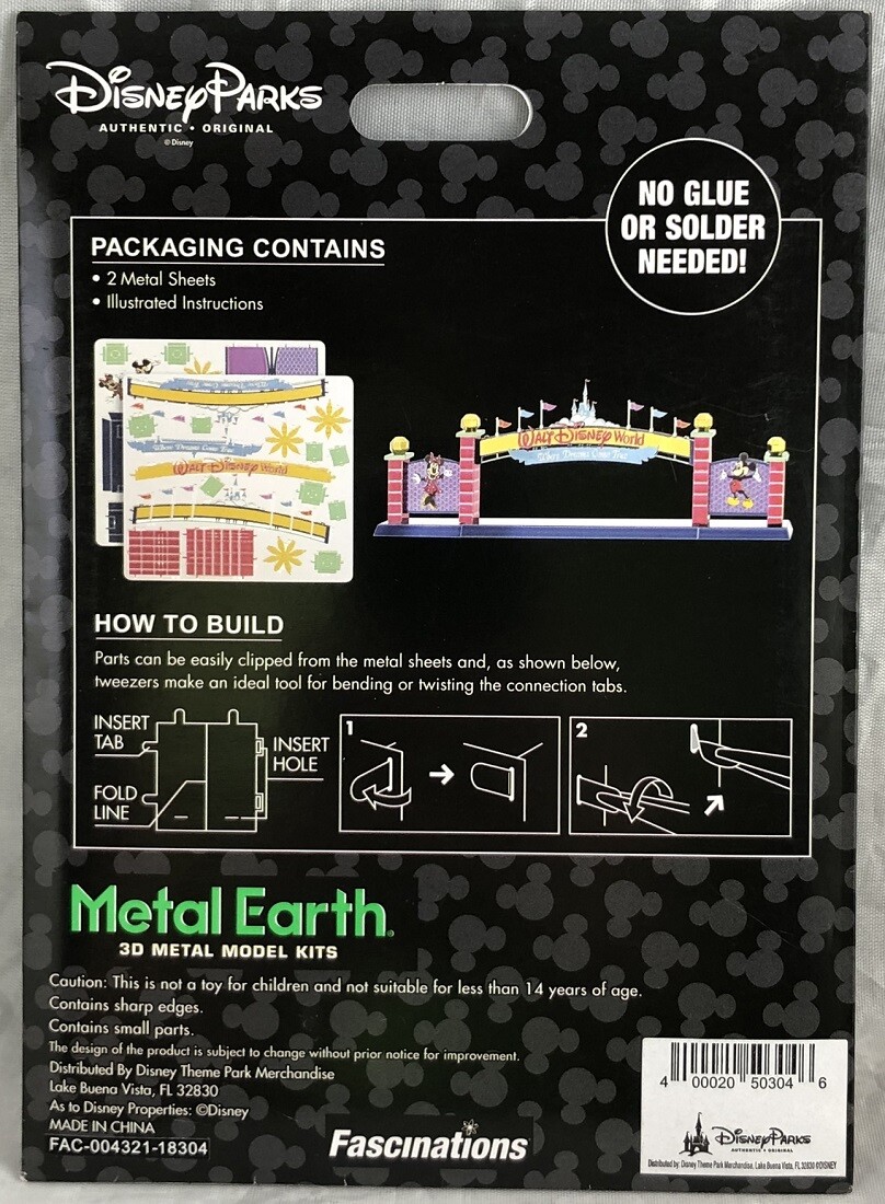 Disney Parks WDW Main Entrance Sign Metal Earth 3D Model Kits Walt World - NEW
