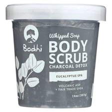 Whipped Soap Body Scrub Charcoal Detox Eucalyptus Spa 14 OZ By Bodhi