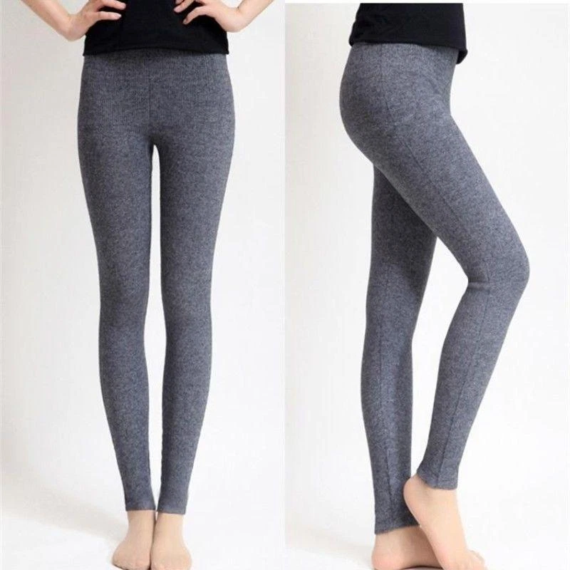 Womens 97% Cashmere Wool Leggings Snug Seamless Pants Thick Winter Warm @